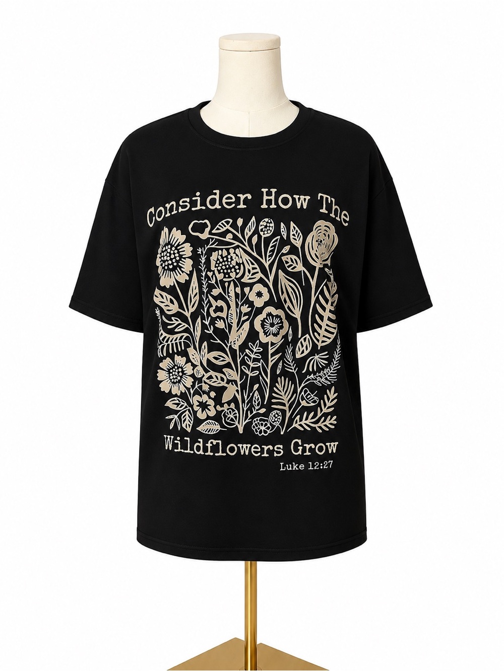 Black Graphic Wildflowers Tee - Unbranded